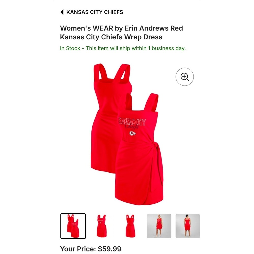 WEAR by Erin Andrews Kansas City Chiefs Red Wrap Dress Women Small